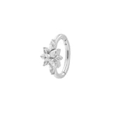 Nickel-Free Stainless Steel Belly Ring Clicker - Zirconia Flower - Silver
