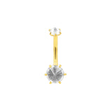 Surgical Steel Belly Bar With Premium Zirconia Gold