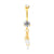 Surgical Steel Zirconia Belly Bar With Triple Dangle Gold