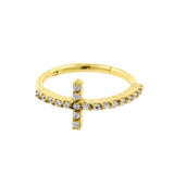 Chirurgisch Stalen Conch Clicker - Zirkonia Cross Goud