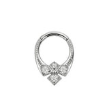 Nickel-Free Stainless Steel Click Ring - Zirconia Vintage Crown Silver