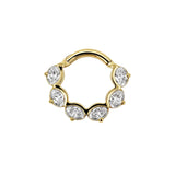 Nickel-Free Stainless Steel Click Ring - Zirconia Ovals Gold