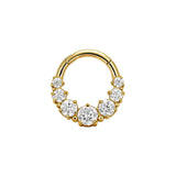 Nickel-Free Stainless Steel Click Ring - Zirconia Spheral Gold