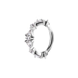 Nikkelvrij Staal Click Ring - Zirkonia Tiara Zilver