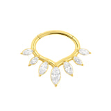 Nikkelvrij Stalen Daith Clicker - Marquise Tiara Goud
