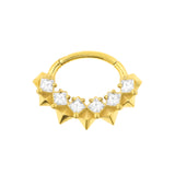 Nikkelvrij Stalen Daith Clicker - Zirkonia Square Studs Goud