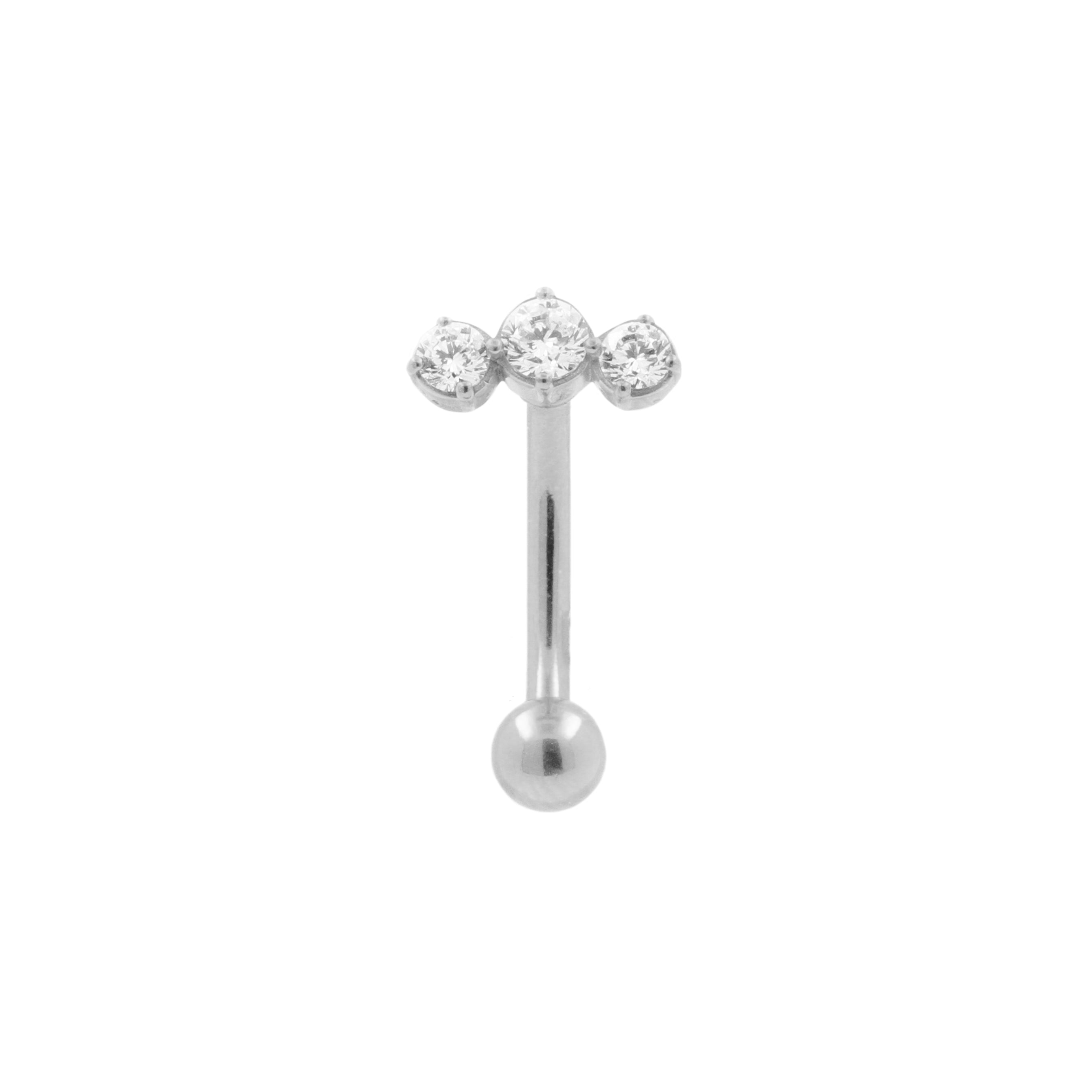 Chirurgisch Stalen Navelpiercing Triple Zirkonia Zilver – AllOver Chirurgisch Stalen Navelpiercing Triple Zirkonia Zilver – AllOver