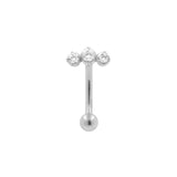 Chirurgisch Stalen Navelpiercing Triple Zirkonia Zilver