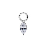 Nickel-Free Stainless Steel Click Ring Charm - Zirconia Princess Gem Silver