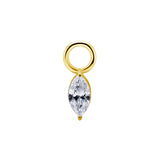 Nickel-Free Stainless Steel Click Ring Charm - Zirconia Princess Gem Gold