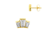 Chirurgisch Stalen Oorstekers - Zirkonia Trapezoid Goud