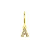 925 Zilver Alfabet Letter Oorbel - A Goud