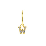 925 Zilver Alfabet Letter Oorbel - W Goud