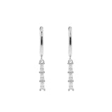 925 Silver Ear Hoops - Zirkonia Bar Silver