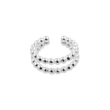 925 Zilver Oor Cuff - Dotted Double Rings Zilver