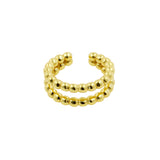 925 Zilver Oor Cuff - Dotted Double Rings Goud