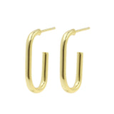 925 Zilver Oorstekers - Hoops Langwerpig - Goud