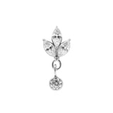 Surgical Steel Zirkonia Marquise With Charm Silver