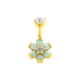 Chirurgisch Stalen Opaal Zirkonia Bloem - Rook Piercing Light Green Opal