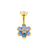 Chirurgisch Stalen Opaal Zirkonia Bloem - Rook Piercing Sapphire Blue Opal