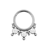 Titanium Zirconia Cluster Click Ring Clear