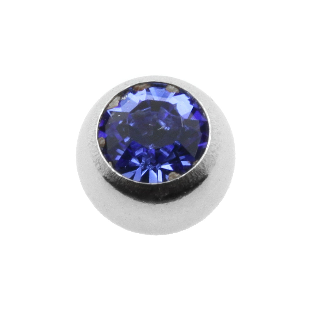 Surgical Steel Jewelled Threaded Ball Sapphire