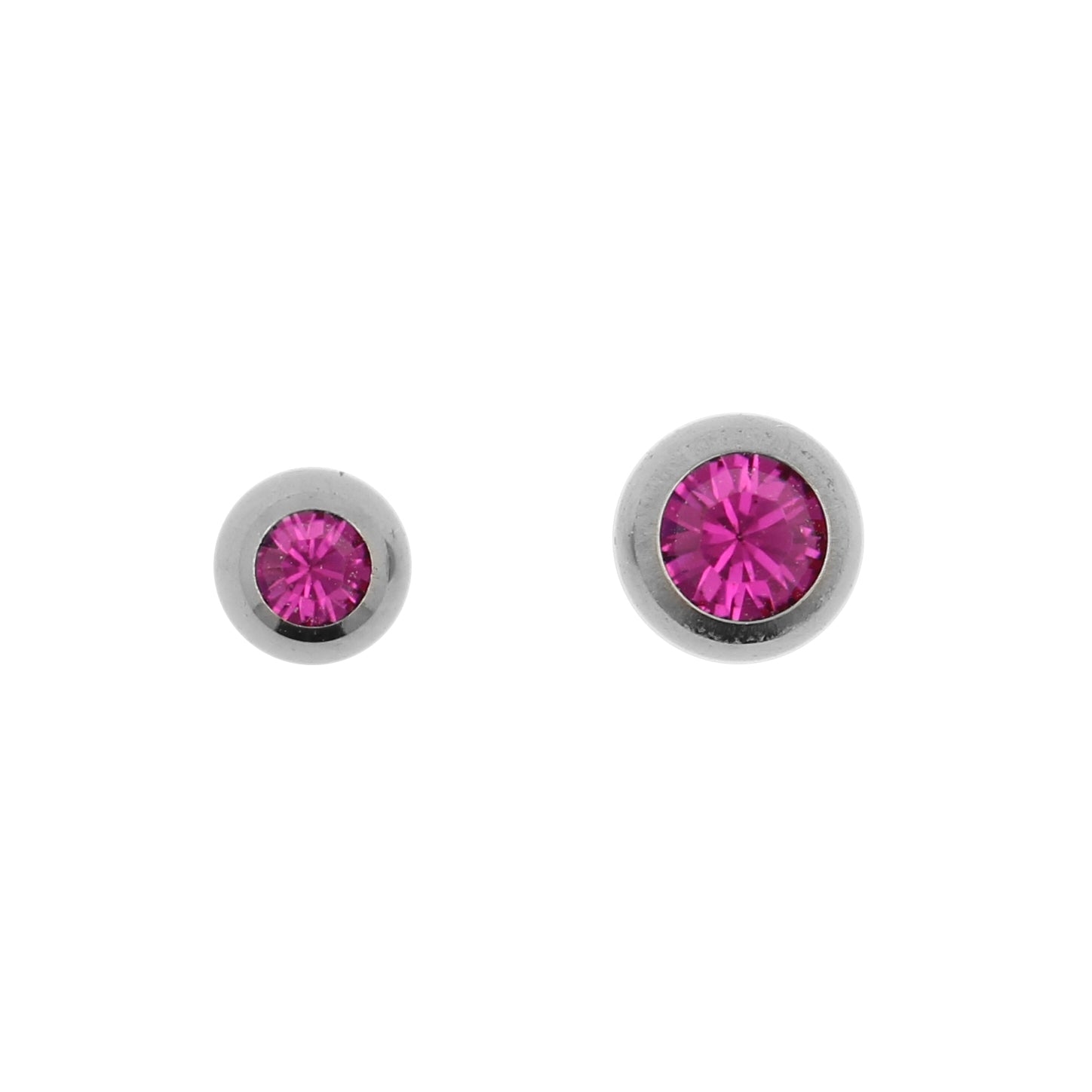 Titanium Jewelled Threaded Ball Fuchsia