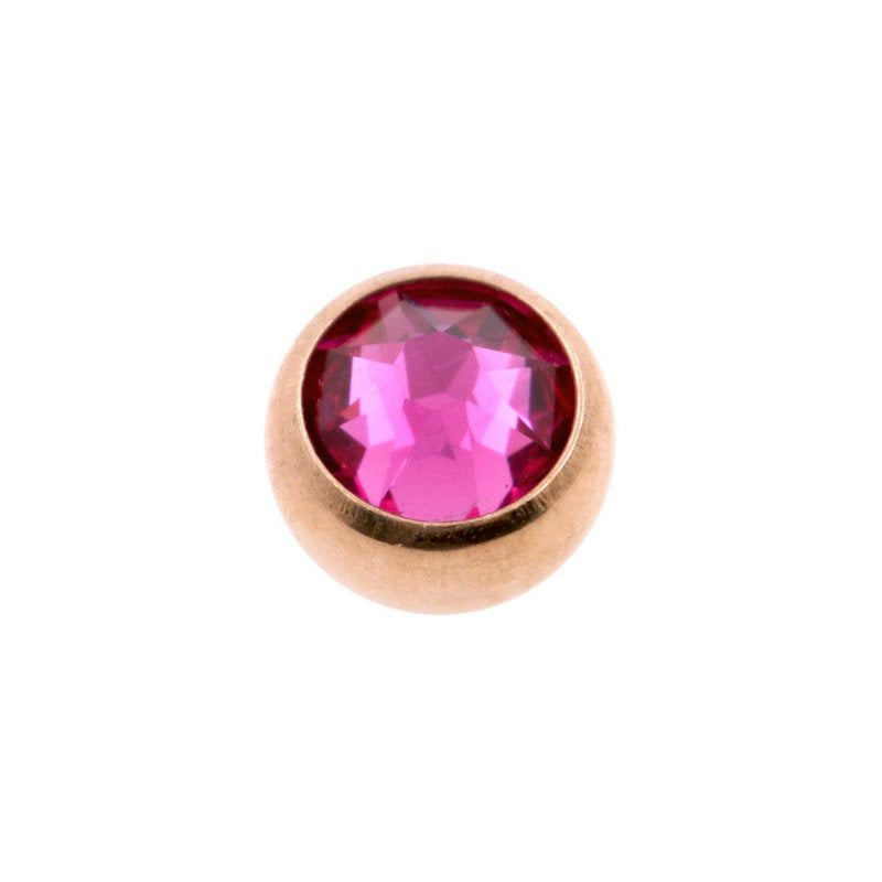 Surgical Steel Jewelled Threaded Ball Fuchsia
