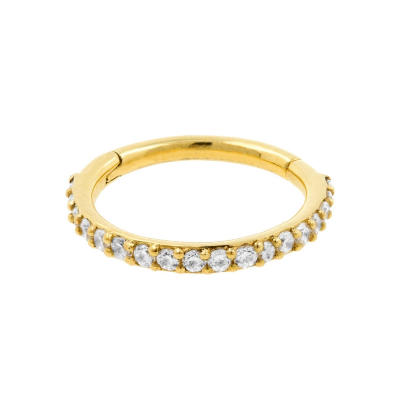 18 Karat Gold Click Ring Set With Zirconia Clear