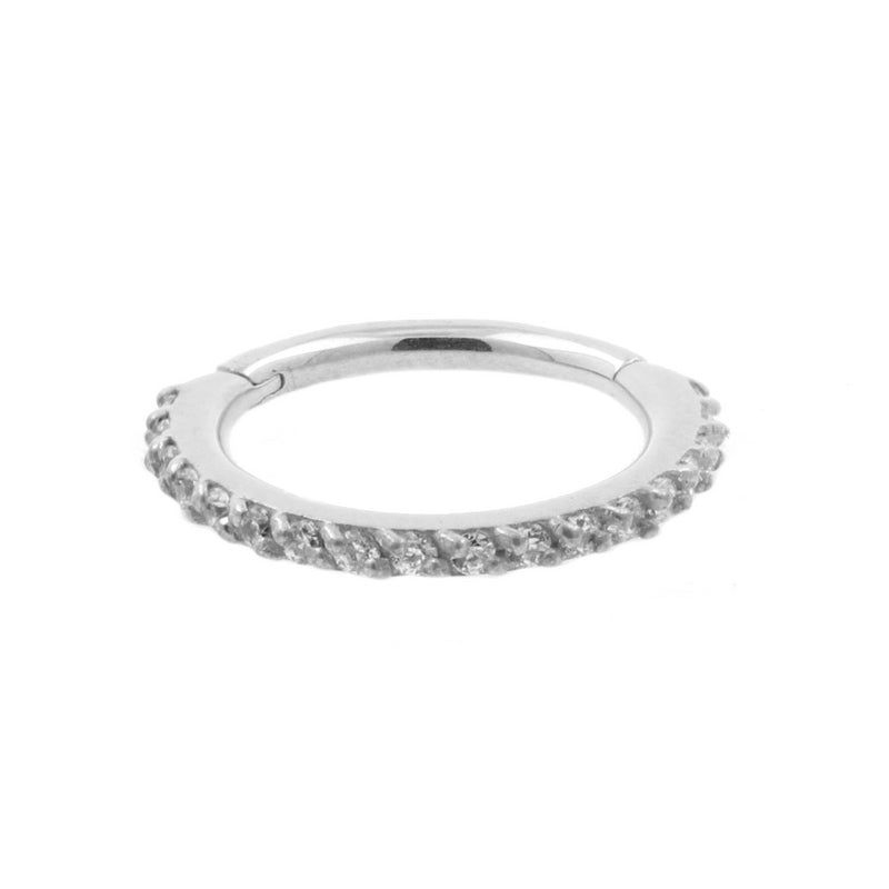 18 Karat White Gold Click Ring With Zirconia Clear