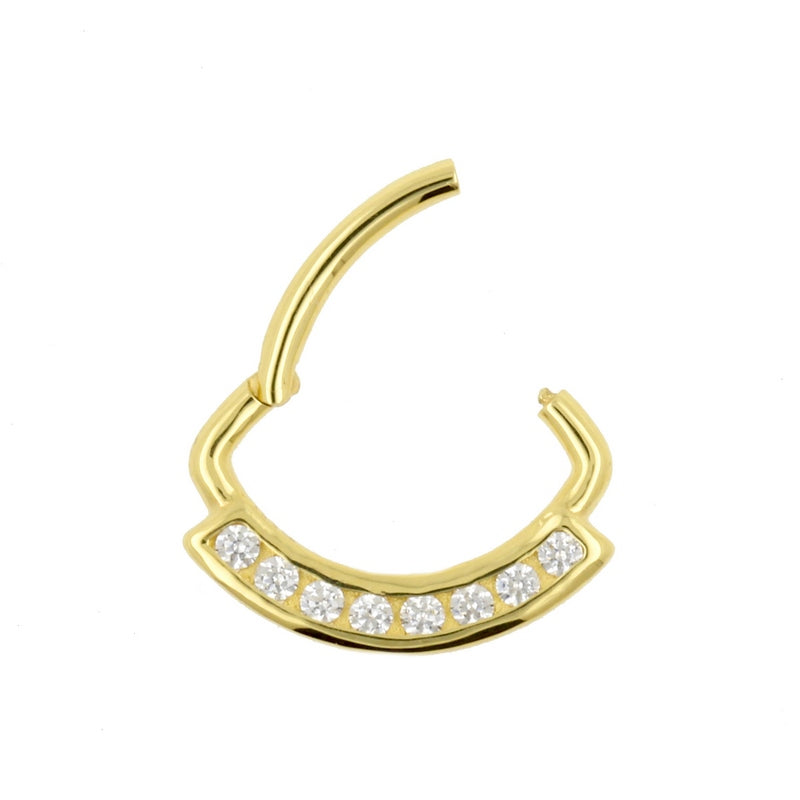 18 Karaats Gouden Daith Clicker - Zirkonia Clear