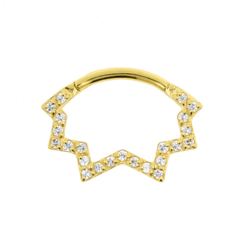 18 Karaats Gouden Daith Clicker - Zirkonia Star Clear