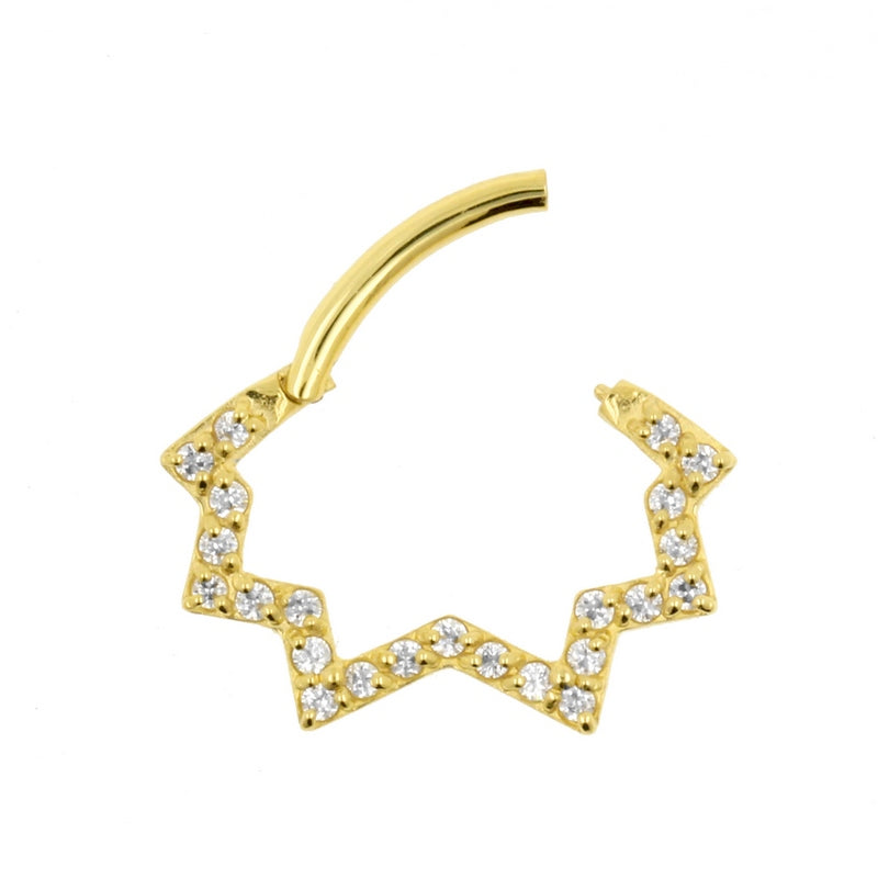 18 Karaats Gouden Daith Clicker - Zirkonia Star Clear