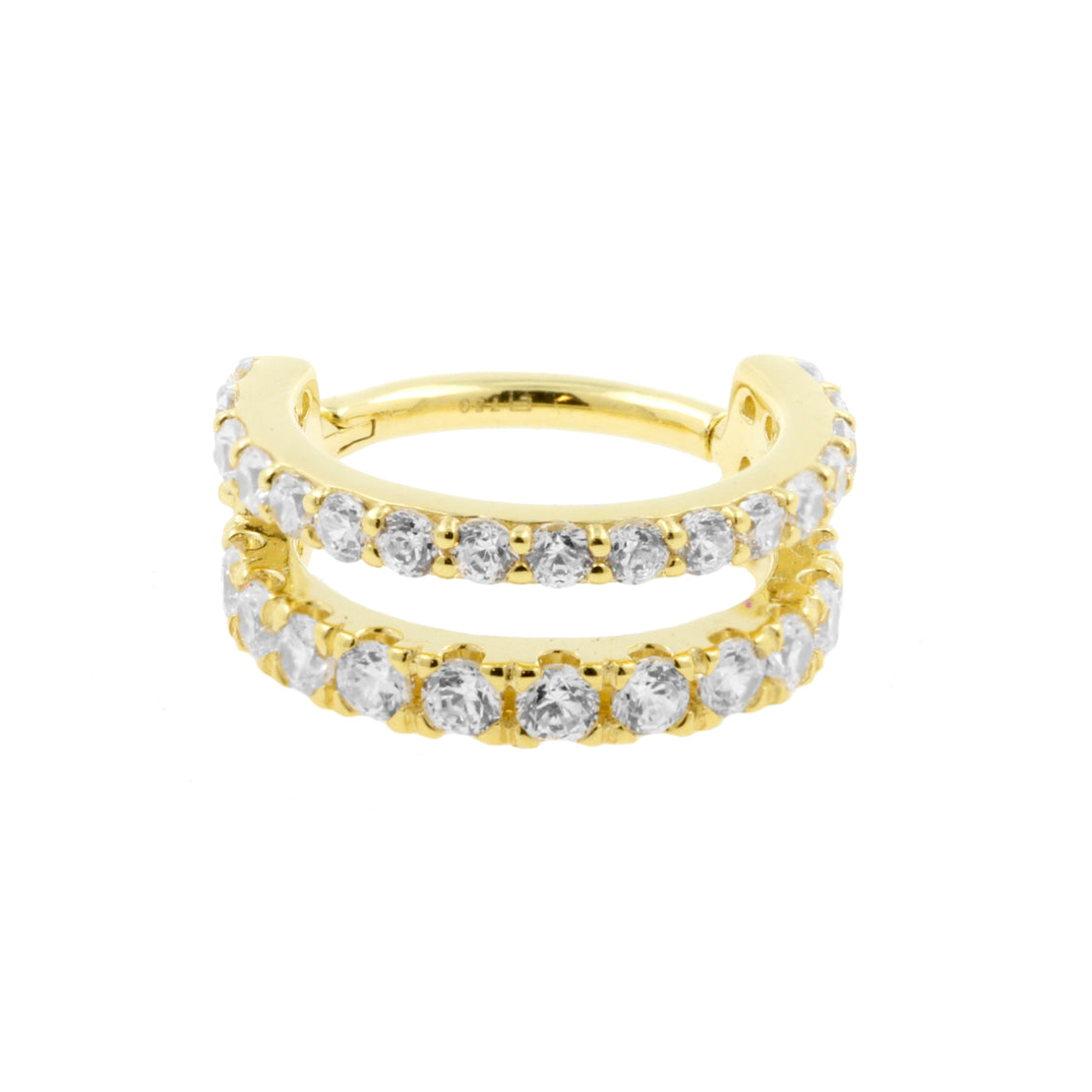 18 Karat Gold Gold Click Ring Set With Zirconia - Double
