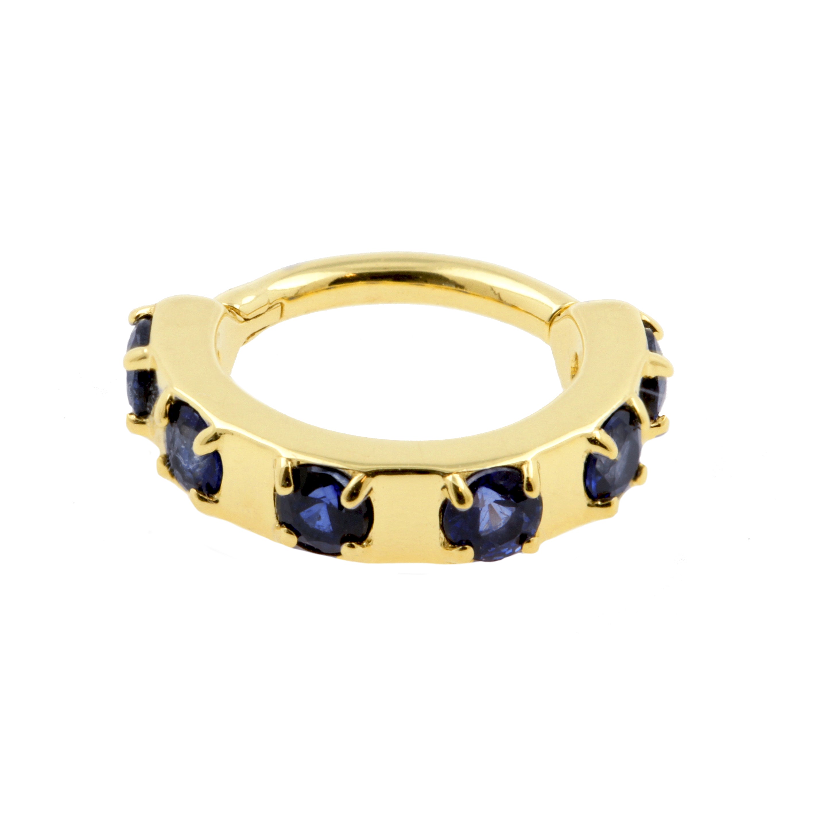 18 Karaats Gouden Click Ring - Diffusion Sapphire Round Blue