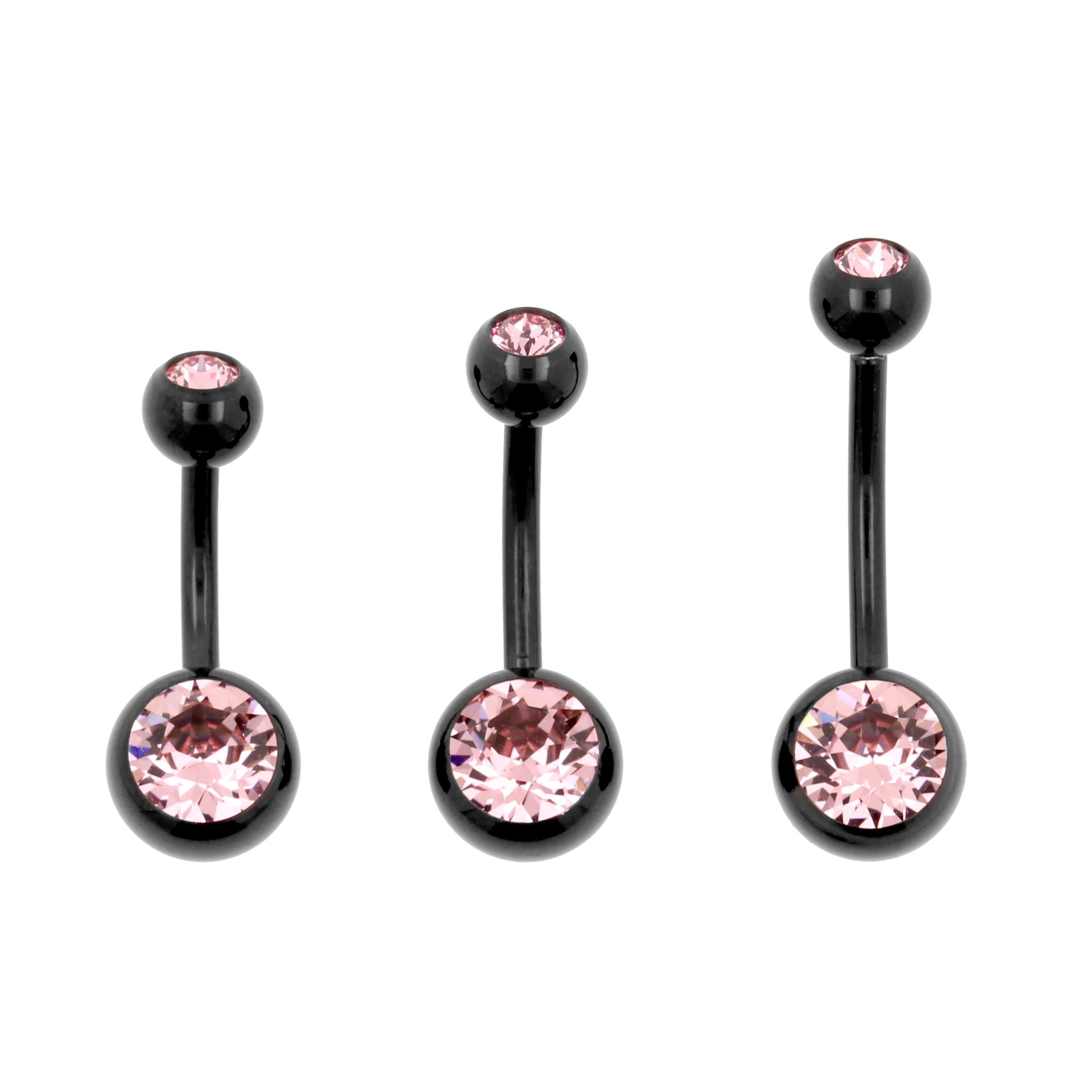 Titanium Navelpiercing Met Twee Kristallen Light Rose