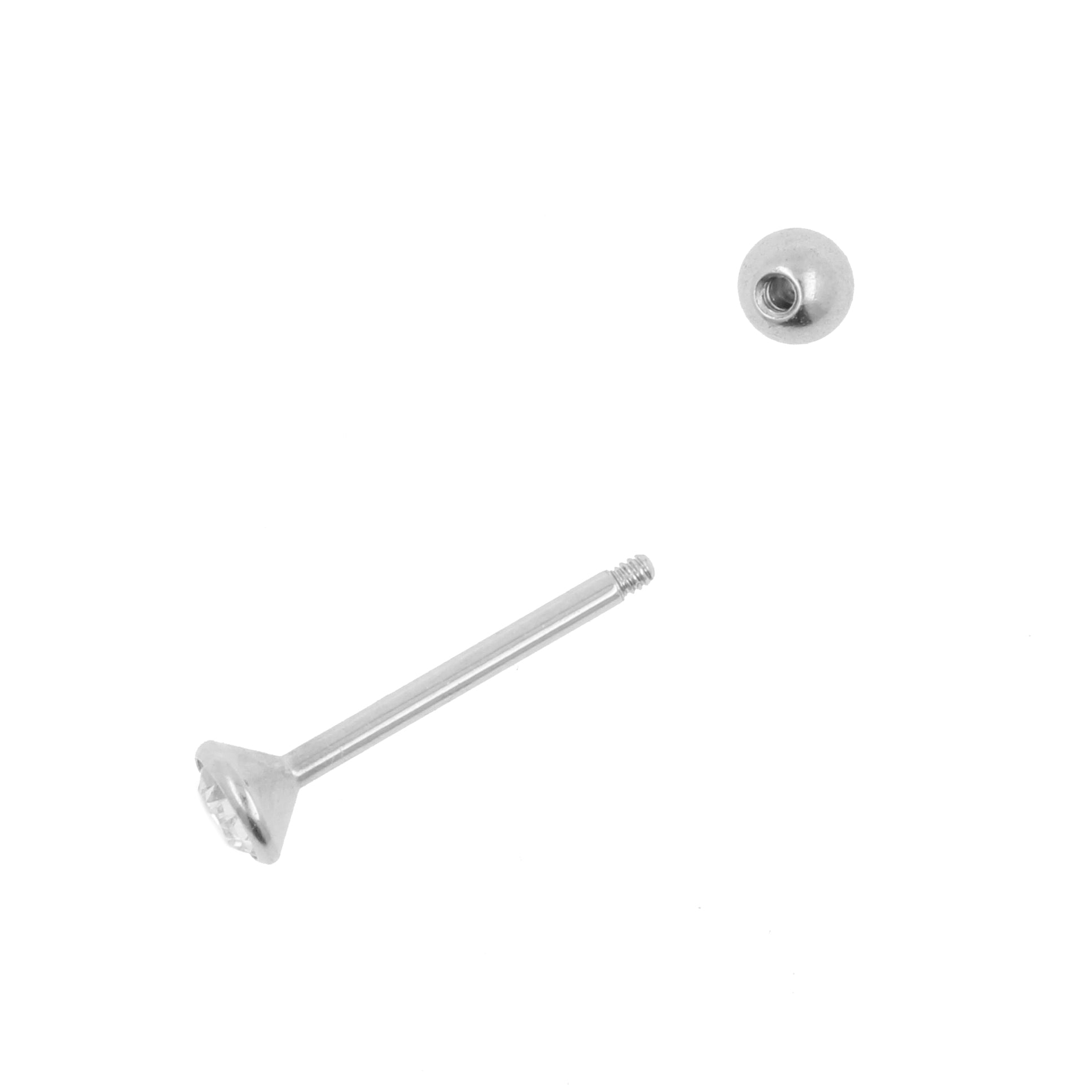 Surgical Steel Nano Barbell with 3mm Gem Clear