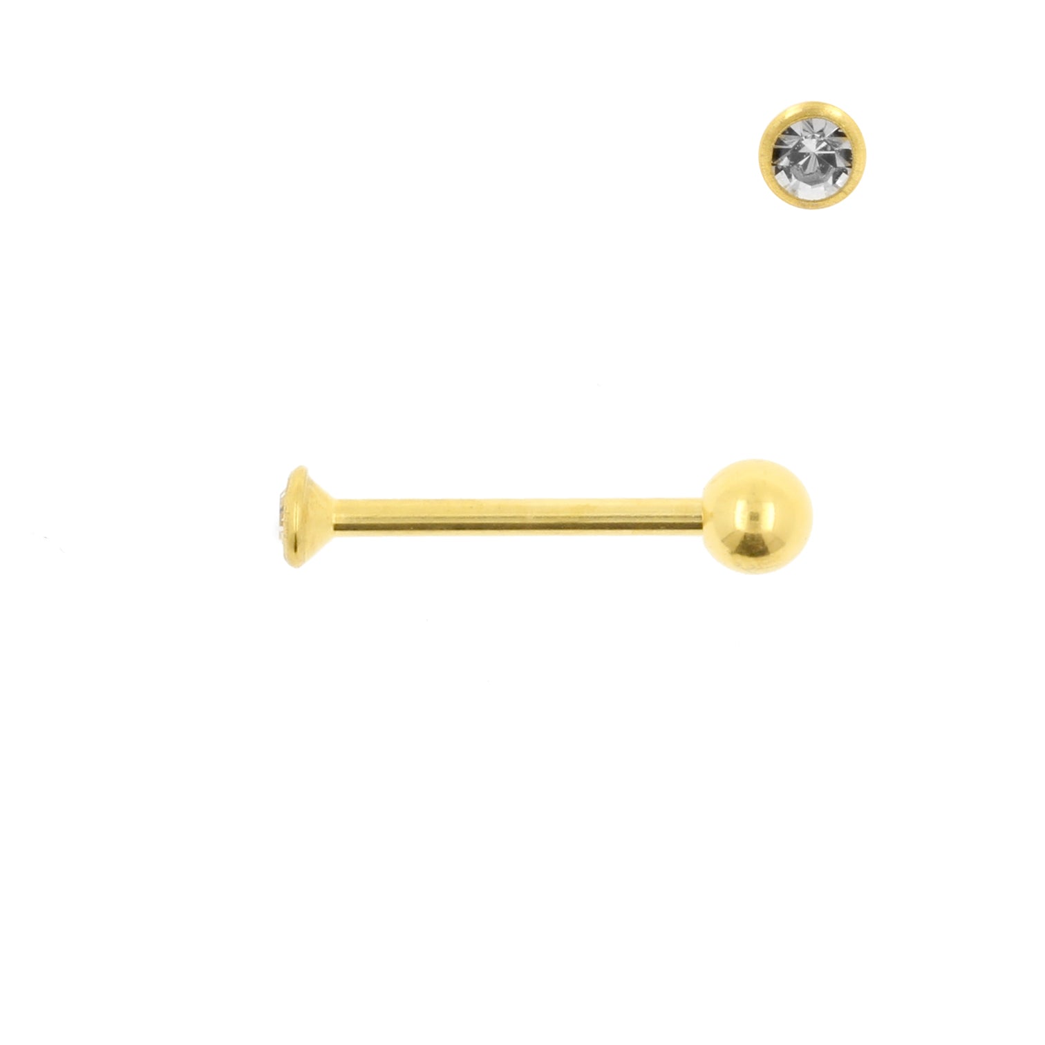 Surgical Steel Nano Barbell with 2,35mm Gem Clear