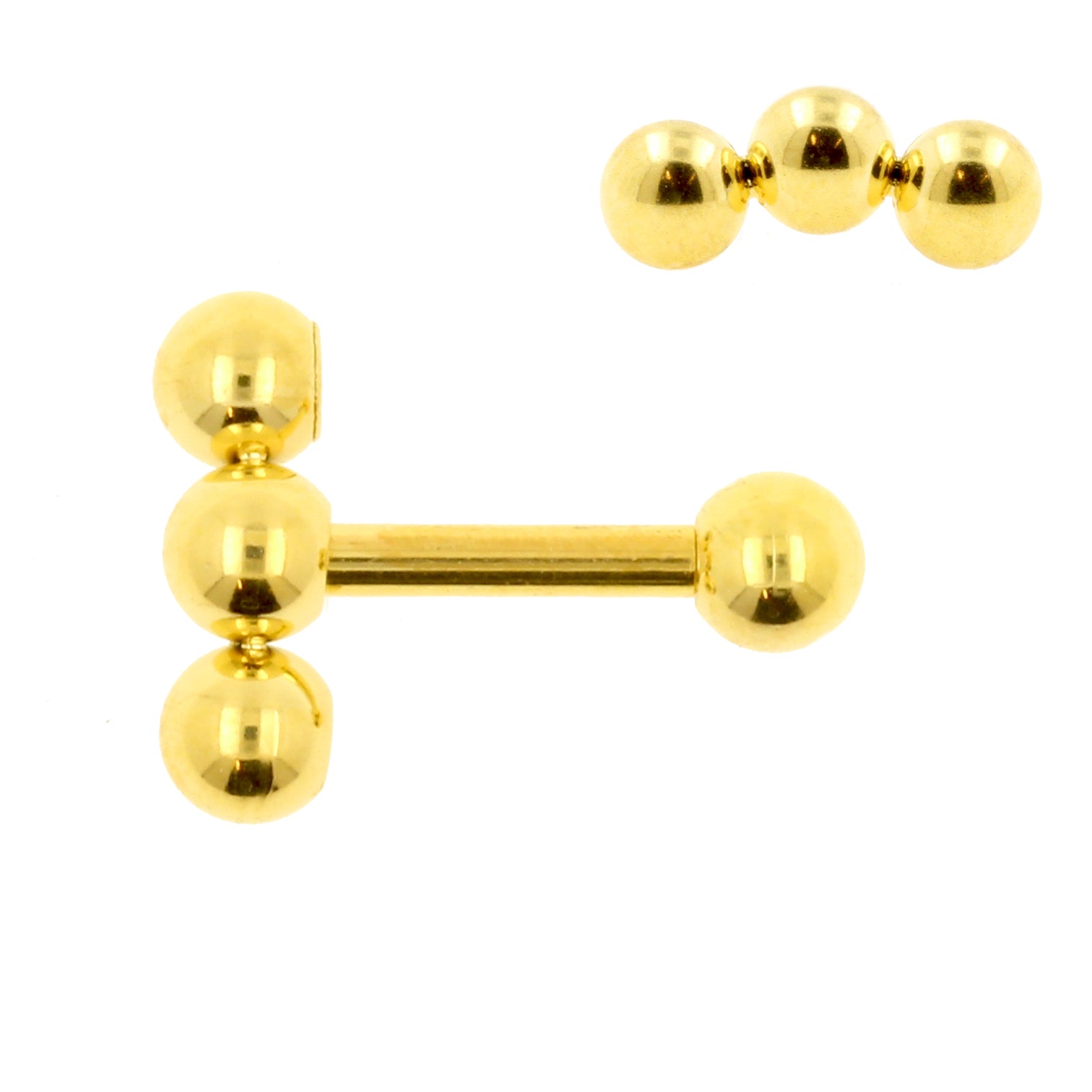 Chirurgisch Stalen Helix Barbell - Triple Dots 3 mm Goud