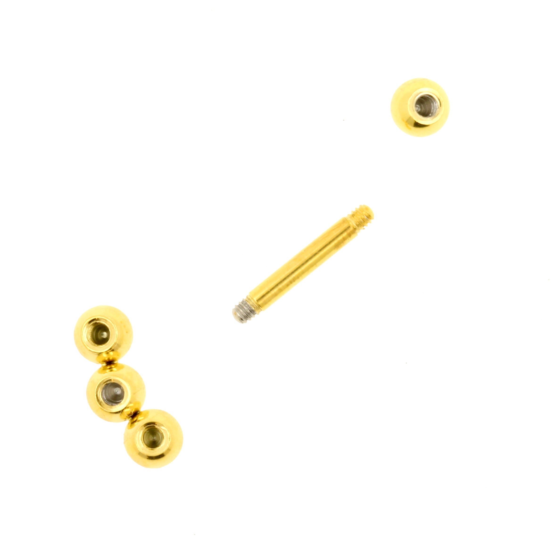 Chirurgisch Stalen Helix Barbell - Triple Dots 3 mm Goud