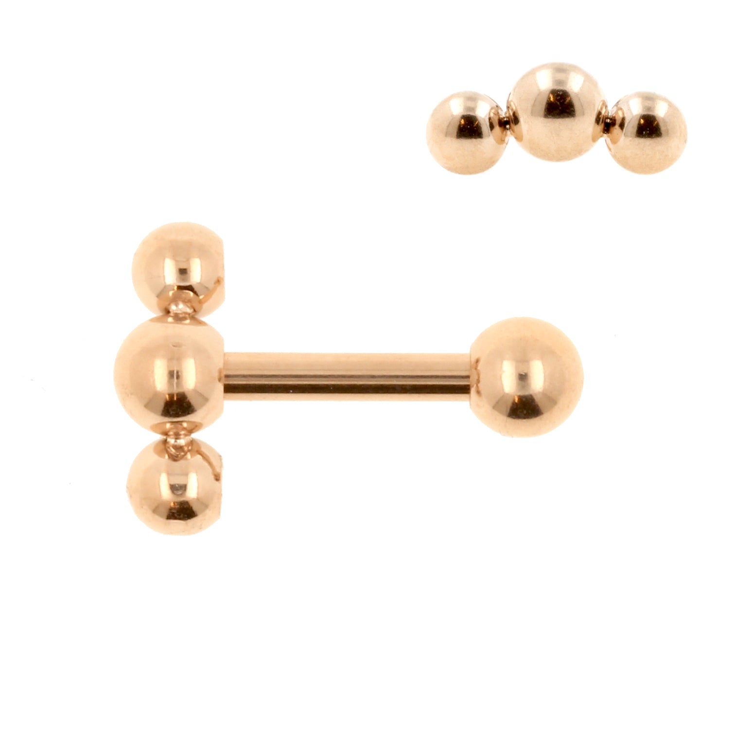 Chirurgisch Stalen Helix Barbell - Triple Dots 2,5 mm Rose Goud