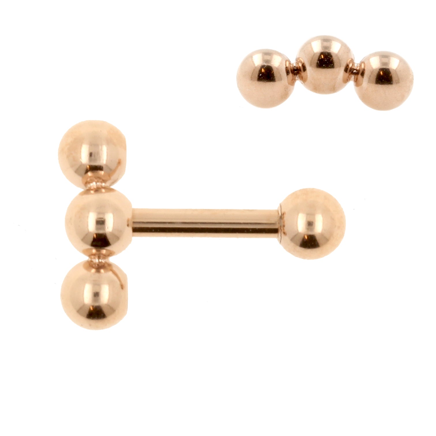 Chirurgisch Stalen Helix Barbell - Triple Dots 3 mm Rose Goud