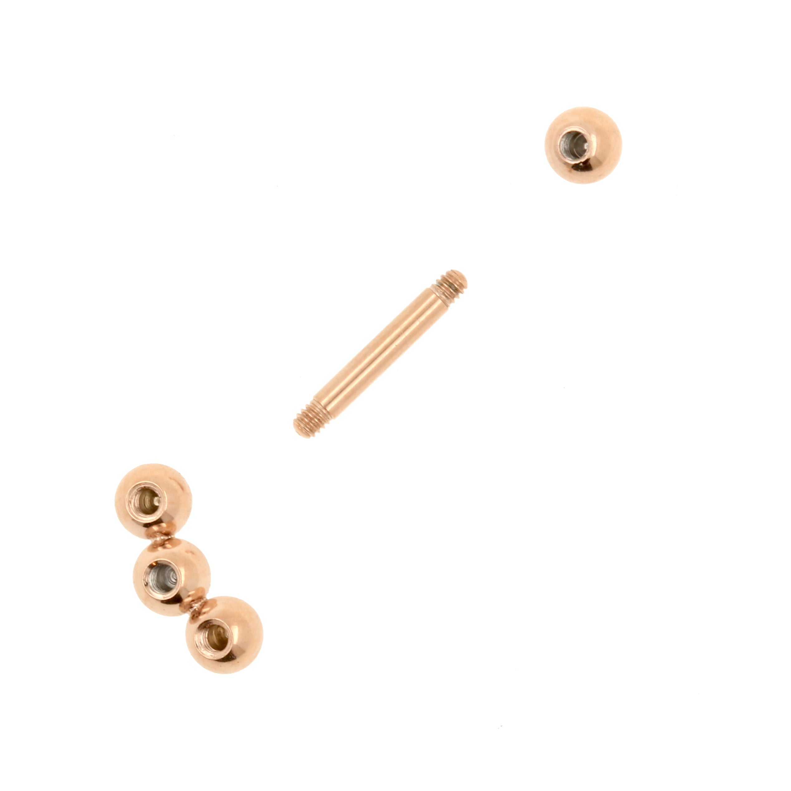 Chirurgisch Stalen Helix Barbell - Triple Dots 3 mm Rose Goud