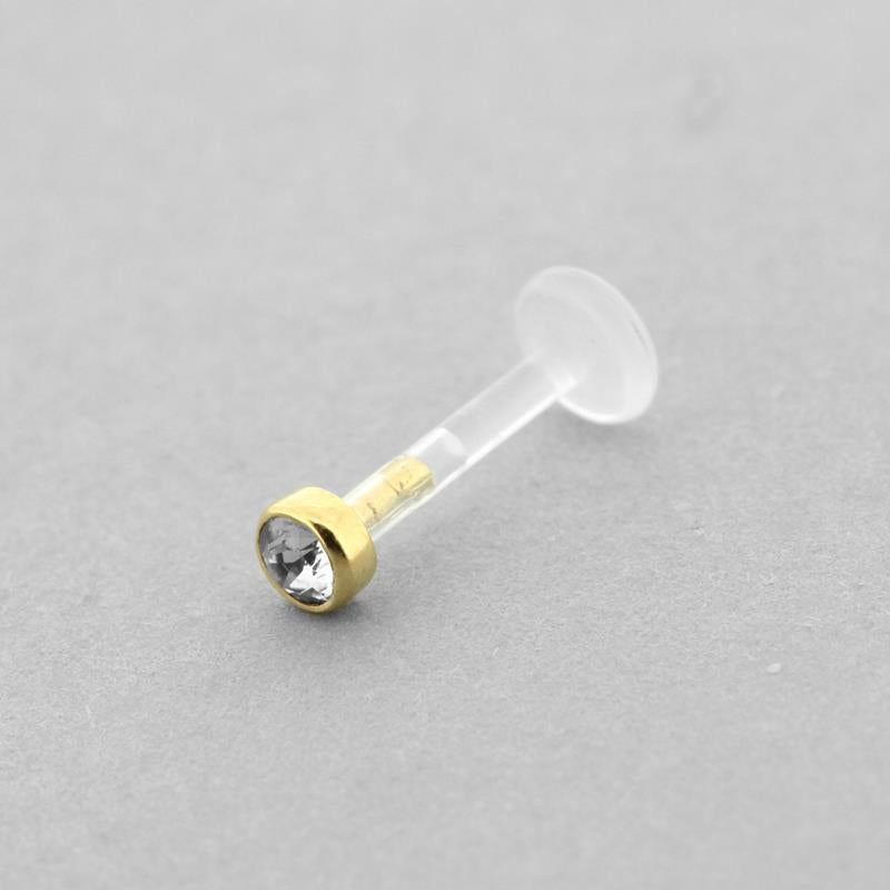 Bioplast Labret Met Gouden Zirkonia Insert