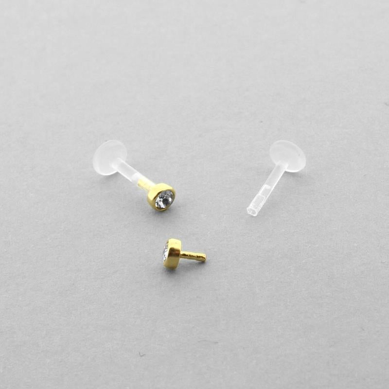 Bioplast Labret Met Gouden Zirkonia Insert