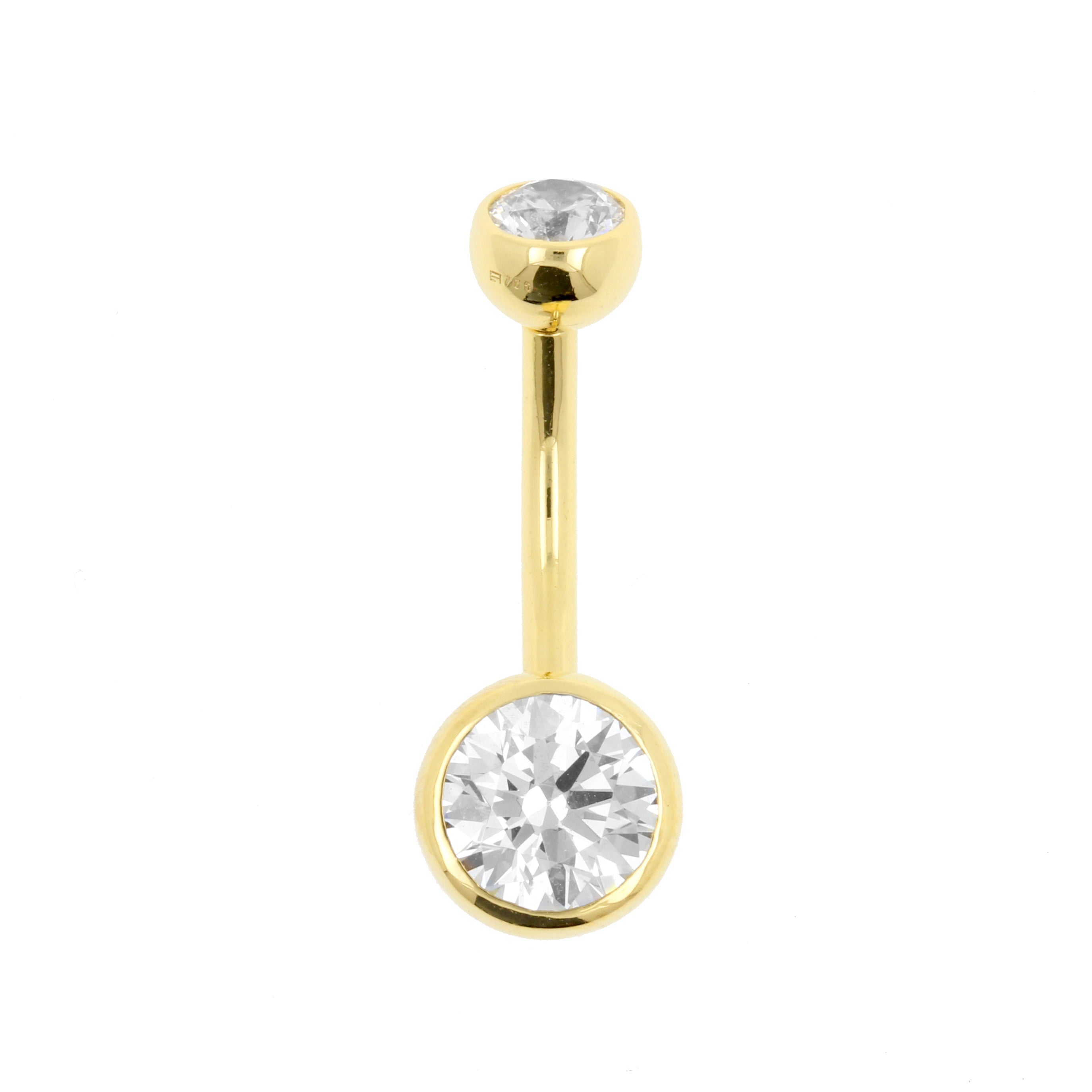 18 Karat Gold Belly Ring with Premium Zirconia Clear