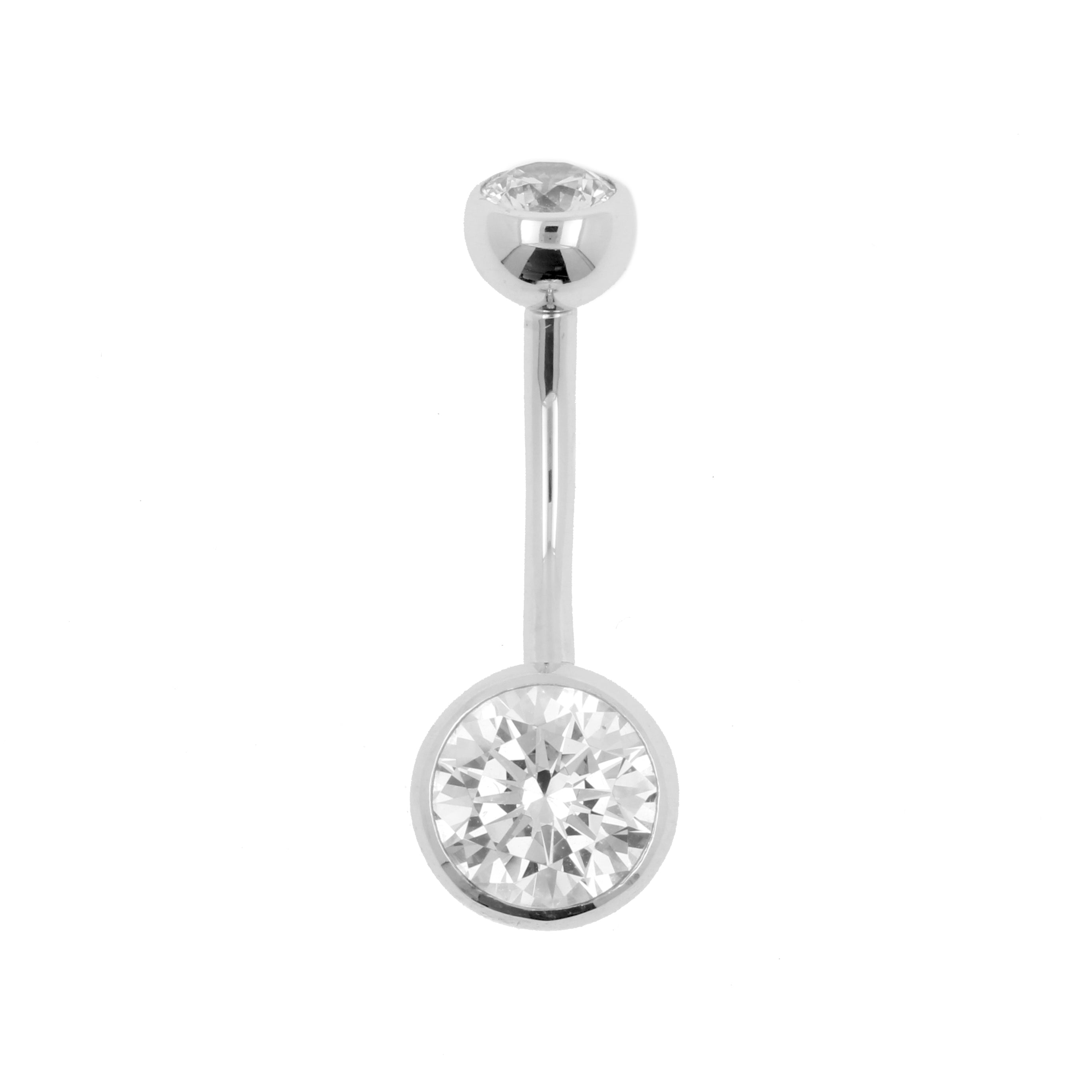 18 Karaats Witgouden Navelpiercing Met Premium Zirkonia Clear