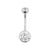 18 Karat White Gold Belly Ring with Premium Zirconia Clear