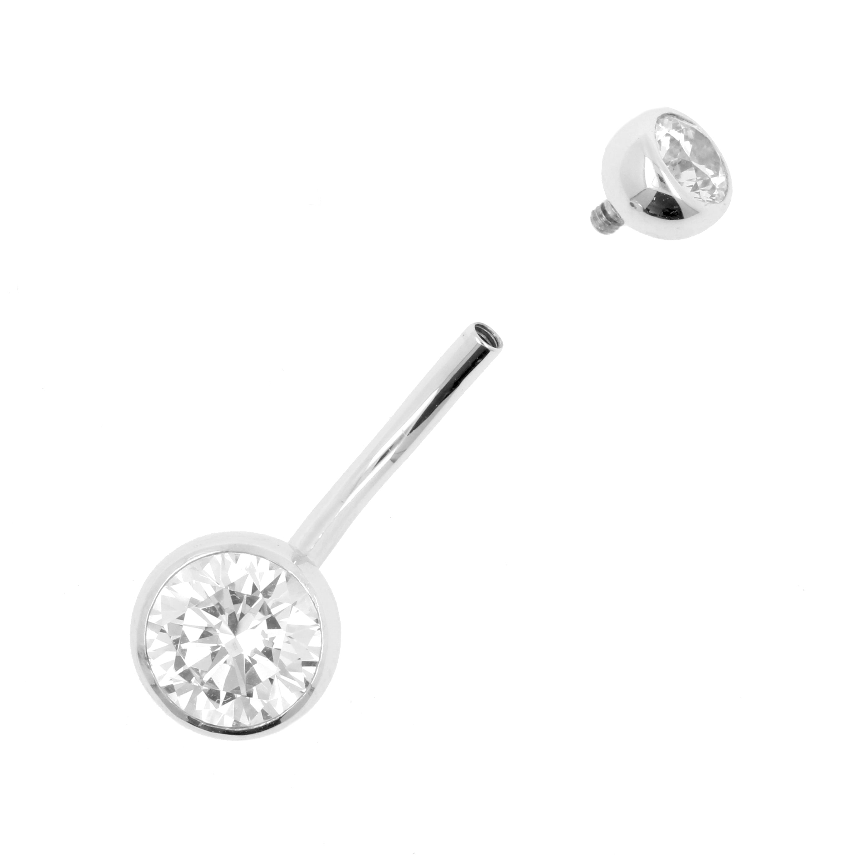 18 Karaats Witgouden Navelpiercing Met Premium Zirkonia Clear