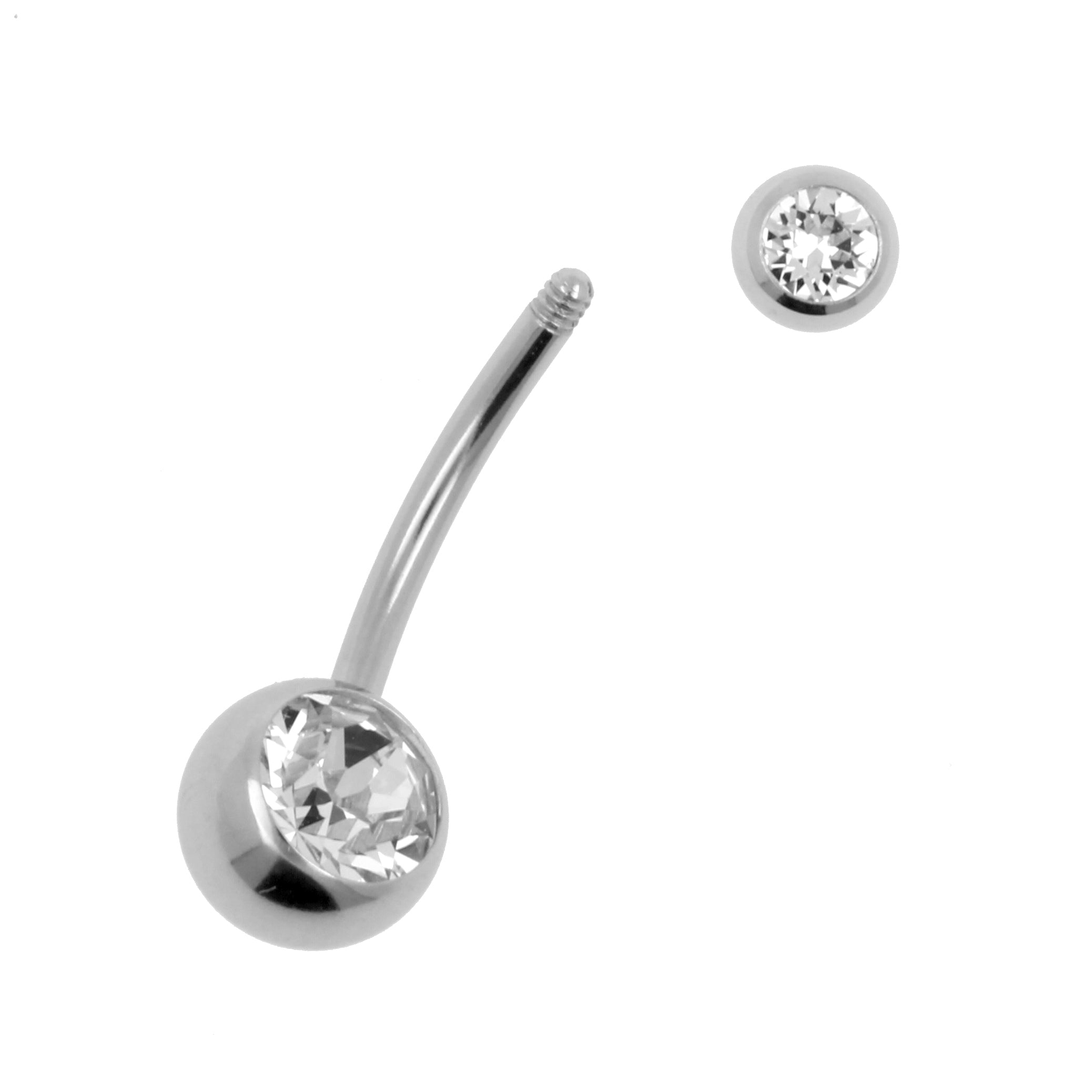 Chirurgisch Stalen Navelpiercing Met Twee Kristallen Clear